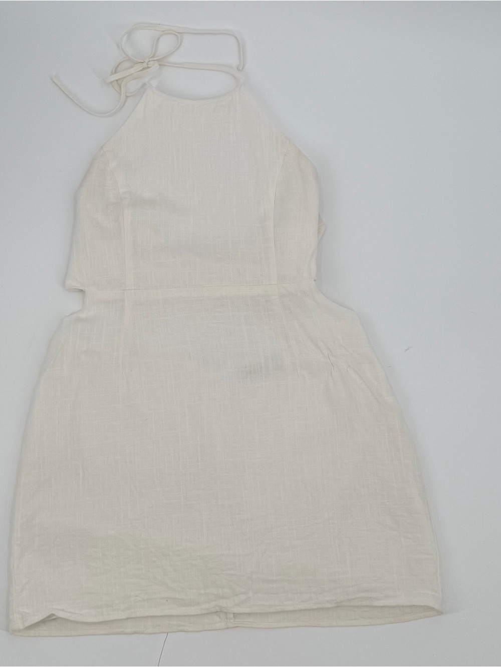 Women's Cream Halter Mini Dress